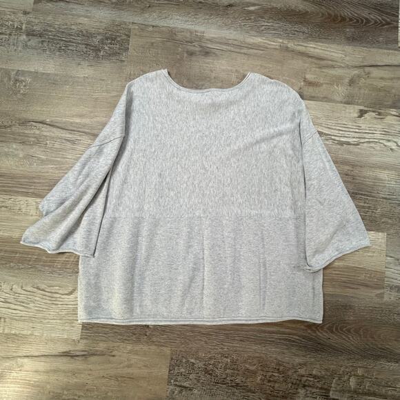 Pure Jill Gray Boxy Cotton Top 3/4 Sleeve Lounge Tunic XS Minimalist - Picture 3 of 5